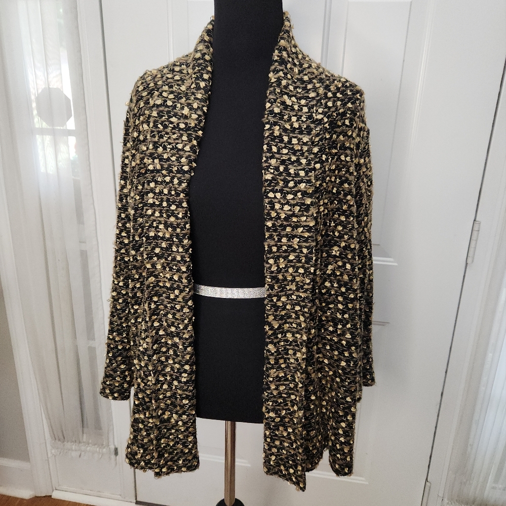 Ruby Rd. Sweater Cardigan Jacket Brown Cream Size 1X Plus